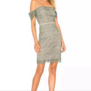 Stylestalker Alexander Lace Crochet Mini Dress in Jade